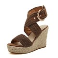 2017 Summer New Arrival Swing Platform Women Sandals Lady s Wedges Sandals Fretwork Carving Genuine Leather