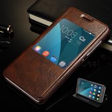 High Quality Luxury PU Leather Flip Stand Cover Cases For Mobile Phone Huawei Honor 4X Case & View Window