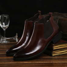 2016 new Fashion black/brown tan mens ankle boots business shoes genuine leather mens boots office mens dress shoes