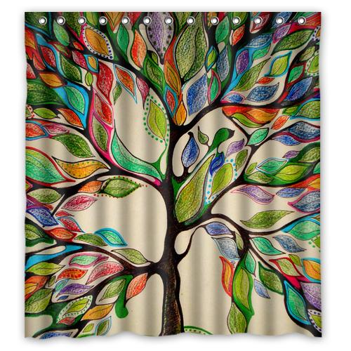 Custom New Classical Waterproof Polyester Bath Curtains Tree of Life Shower Curtains 66