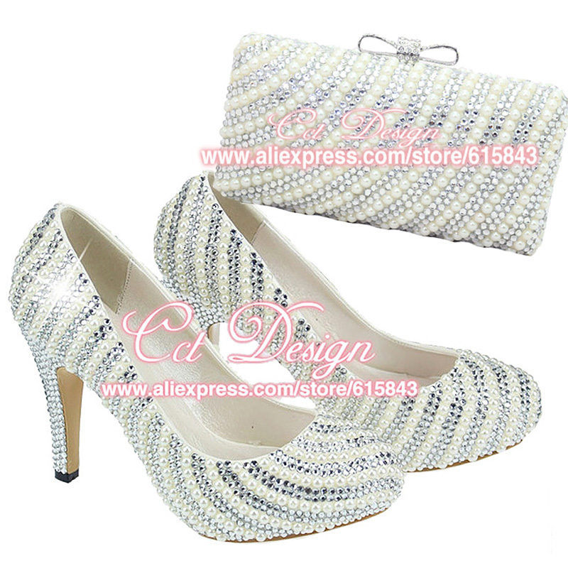 ... Silver-Crystals-And-Ivory-Pearls-Wedding-High-Heels-Bridal-Shoes-And