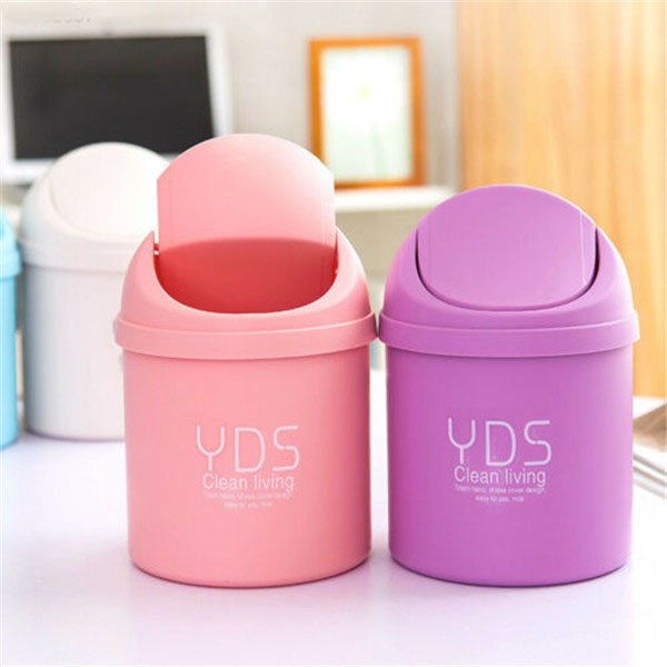 Clean Trash Waste Bins Household Can Mini Desktop Desk With Lid Small Q 