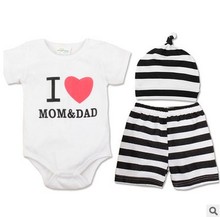 2016 New Hot Summer Baby Girls Clothing Set Children T-shirt+Tutu pants+hat 3PCS Kids Newborn bebe Clothes Set For 0-2 years