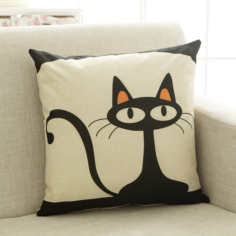 wholesale Mr cat miss cat cartoon series style Linen cushion Home Decorative Sofa Car bedding cushion cover without pillow core