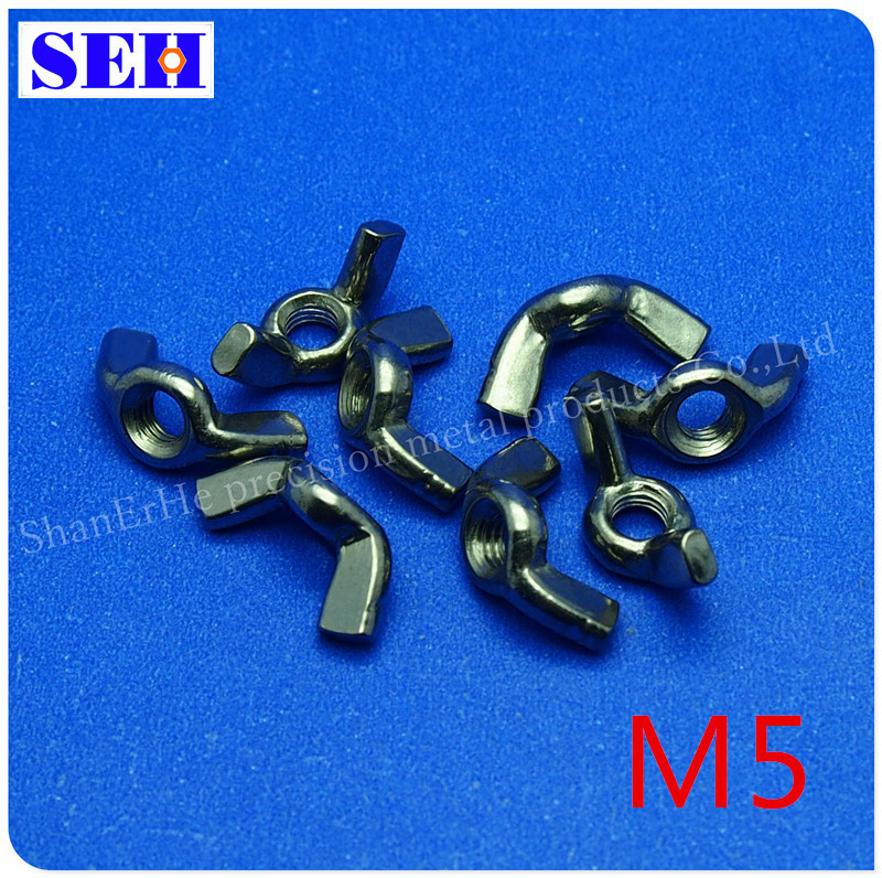 100pcs/lot 304 Stainless Steel Metric Thread M5 Nuts Butterfly Nuts