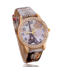 4 Colors Fashion Diamond Casual Watch Women New Fashion Rose Flower Quartz Wristwatch Women Leather Strap Relojes Free Shipping