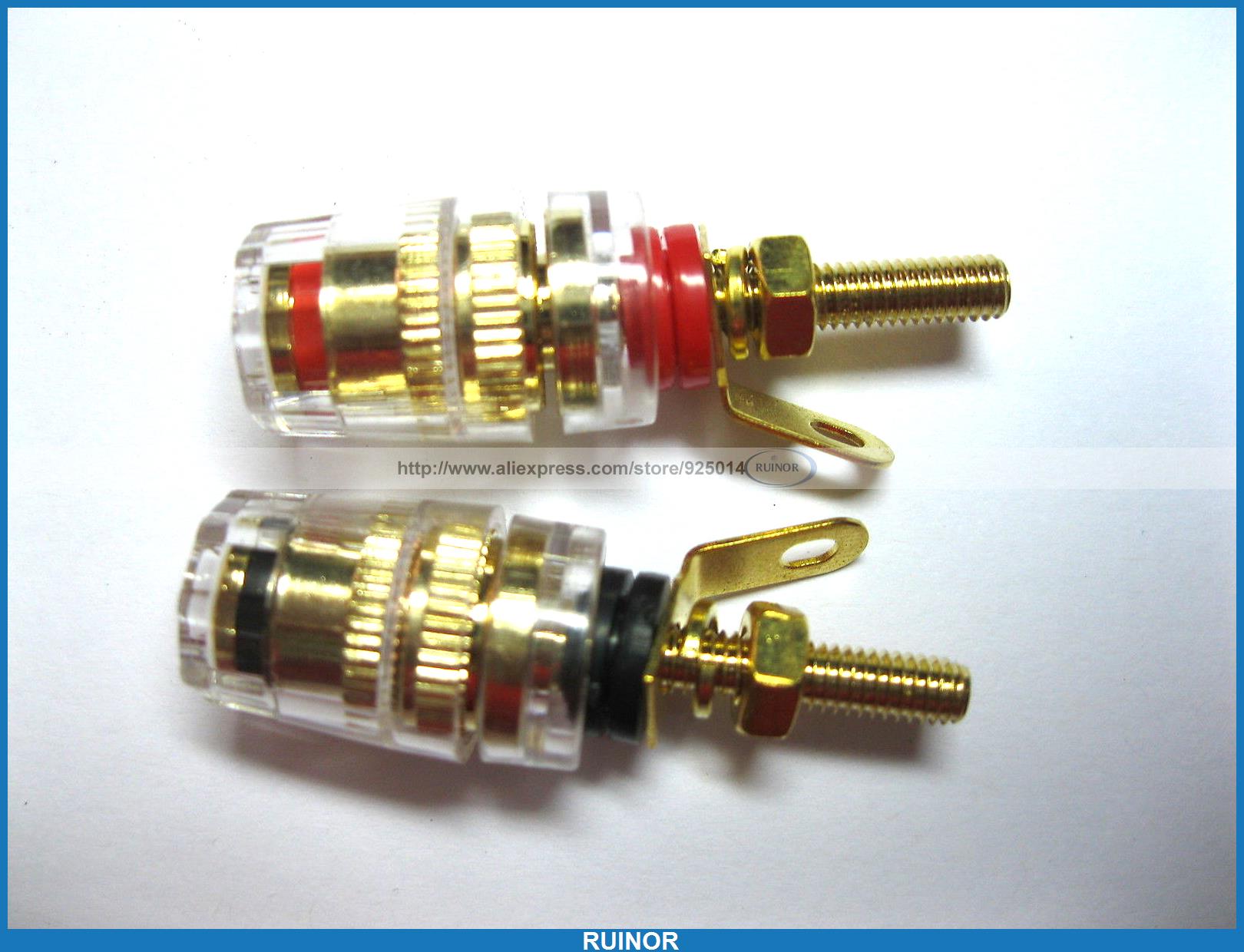 10 Pcs Audio Speaker Cable Binding Post Connector Gold Plated Screw Type 43mm in Connectors