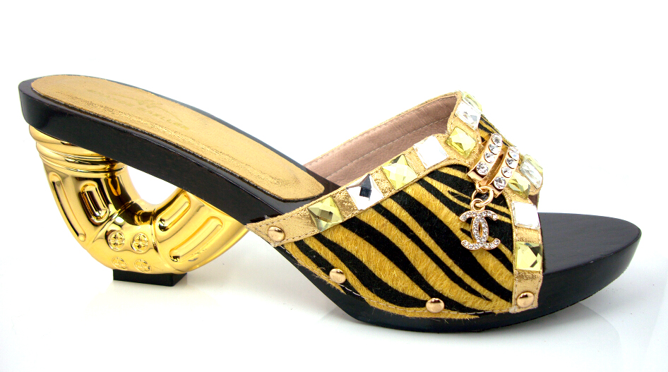 Free shipping gold color, elegant European ladies shoes, beautiful African lady shoes wholesale ...