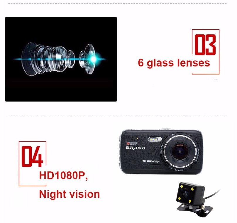 Junsun H6 1080P Full HD dashcam 4,0 inch met WDR en ADAS