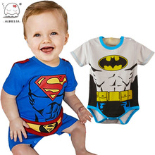 2015 Spring Summer 100 Cotton Short Sleeve Superman Baby Rompers Newborn Infant Clothing Toddler Boy Jumpsuits