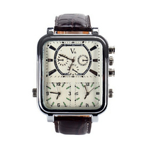 Envío gratis cuadrada de tres hombres del reloj de movimiento de relojes relojes de la correa de mesa para hombre con un reloj resistente al agua Shiying junio