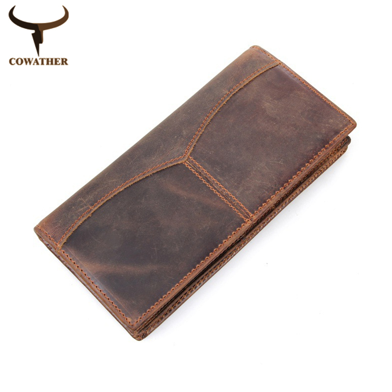 New top quality men wallets luxury crazy Horse genuine leather,long vintage dollar price male,carteira masculina free shipping