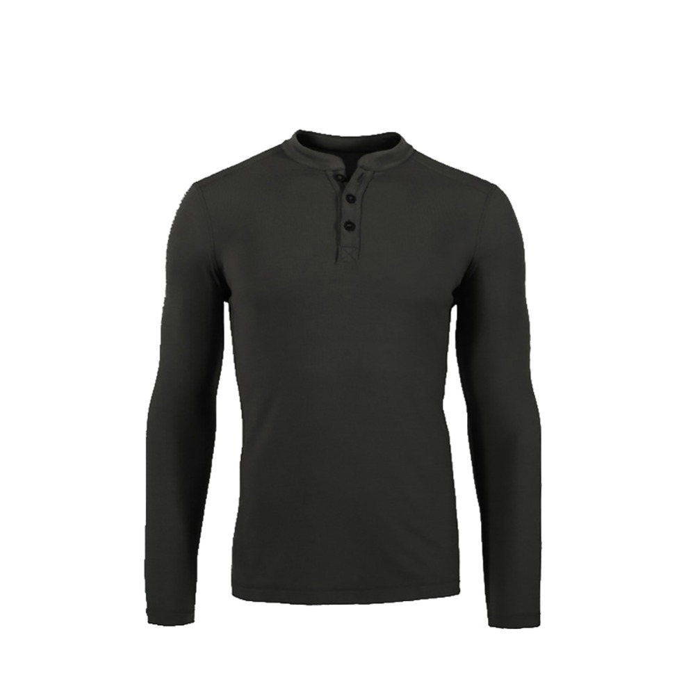 Huntsman Henley Men 100% Merino Wool Jersey Base Layer Long Sleeve Midweight Top Outdoor Sports Athletic TAD Style Clothes Shirt