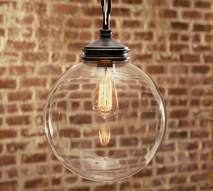 Фотография Vintage Industrial round ball glass edison pendant lamp american style restaurant dinning room bar hotel home lighting fixture