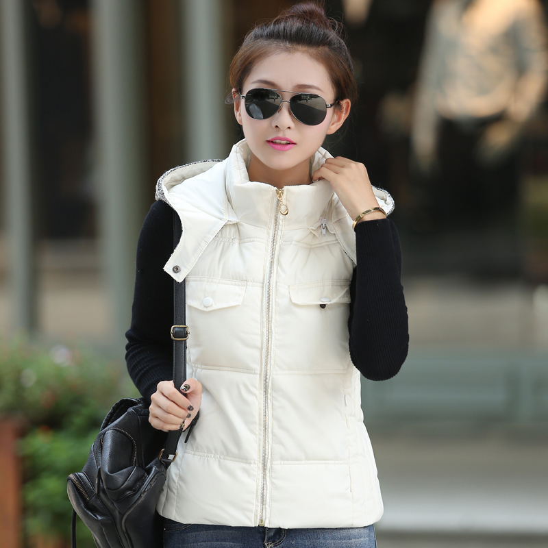 2014 new female autumn and winter short paragraph Korean cultivating padded jacket Hooded Vest (Cap detachable)