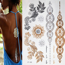 New temporary tattoo gold flash tattoo metallic tattoo waterproof non-toxic jewelry temporary tattoos stickers