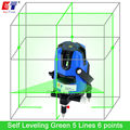 KaiTian Laser Level Green 5 Lines 6 Points with 360 Rotary Slash Function Euro Plug 532nM