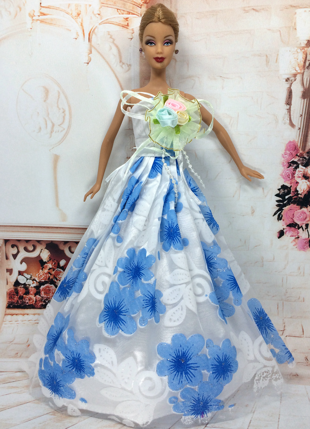 NK One Pcs Handmade Princess Wedding Dress Noble Party Gown For Barbie Doll Fashion Design Outfit Best Gift For Girl' Doll 018A