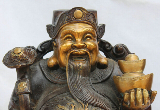 ... JP S0524 about 24&quot; Chinese Bronze Gild Stand Ru Yi Yuan Bao Mammon Money Wealth ... - JP-S0524-about-24-Chinese-Bronze-Gild-Stand-Ru-Yi-Yuan-Bao-Mammon-Money-Wealth-God