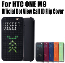 New hot! luxury Dot View Design Smart Auto Sleep Wake Up View Shell Flip Leather Cover Shockproof Case for HTC ONE M9 with LOGO