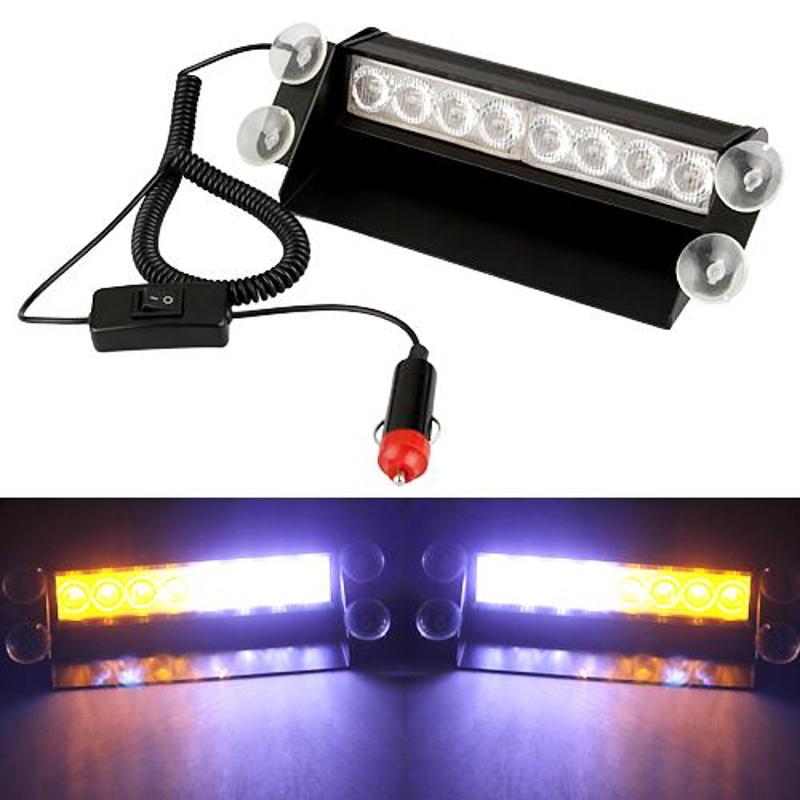 CARCHET Car Emergency White Yellow 8 LED Flashing Flash Light