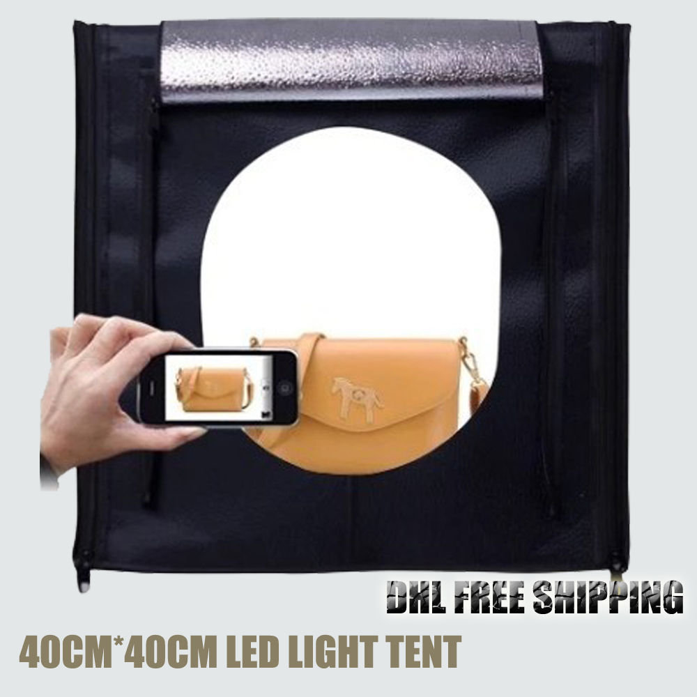 Freeshipping 40cm*40cm video light box Photography Studio Video Lighting Tent with dimmable LED