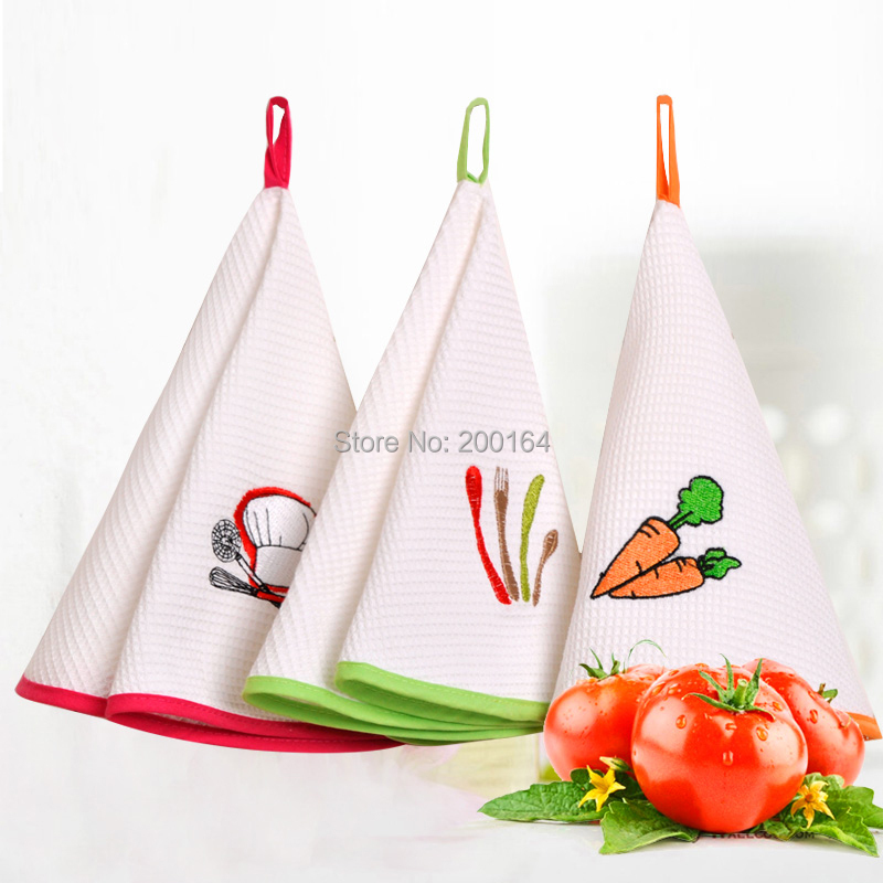 High Quanlity Round Towel 3Pieces 100 Cotton Kitchen Towel Embroidered