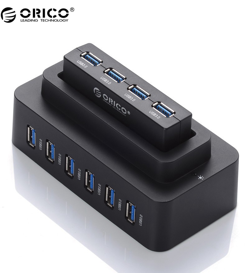 ORICO New Detachable With 12V4A Power Adapter 10 Port 3.0 USB HUB for Computer - Black (H10D6-U3-BK)