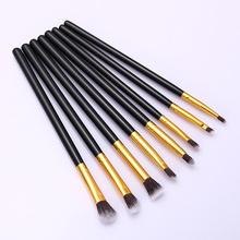 Eye brushes Set Blend Shadow Angled Eyeliner Smoked Bloom Makeup Brush Black Gold 8pcs Set Free