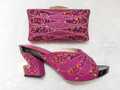 Wholesale Italian Ladies Matching Shoes And Bags Set in black Color Heel TT03 Fuchsia Color Szie