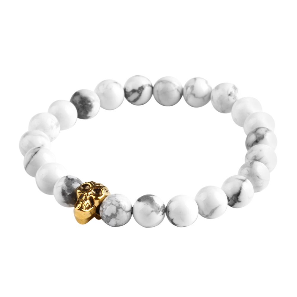Natural Stone Skull Bracelets Bangles Beads Buddha Charm Bracelet For Women 2015 Bracciali Pulseras Men Jewelry