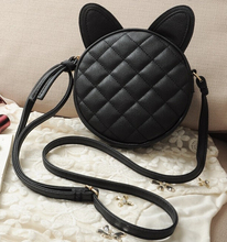 2015 Original Brand Cat ear Mini shoulder Bag Handbag PU Round Satchel Bag Leather Messenger Bags Crossbody bag Day Clutches