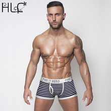 COTTON Boxer Underwear Newly Shorts Design Masculina De Marca Sexy Ondergoed Men 5 Colors Striped Cosy Sport Underpant Pink Hero