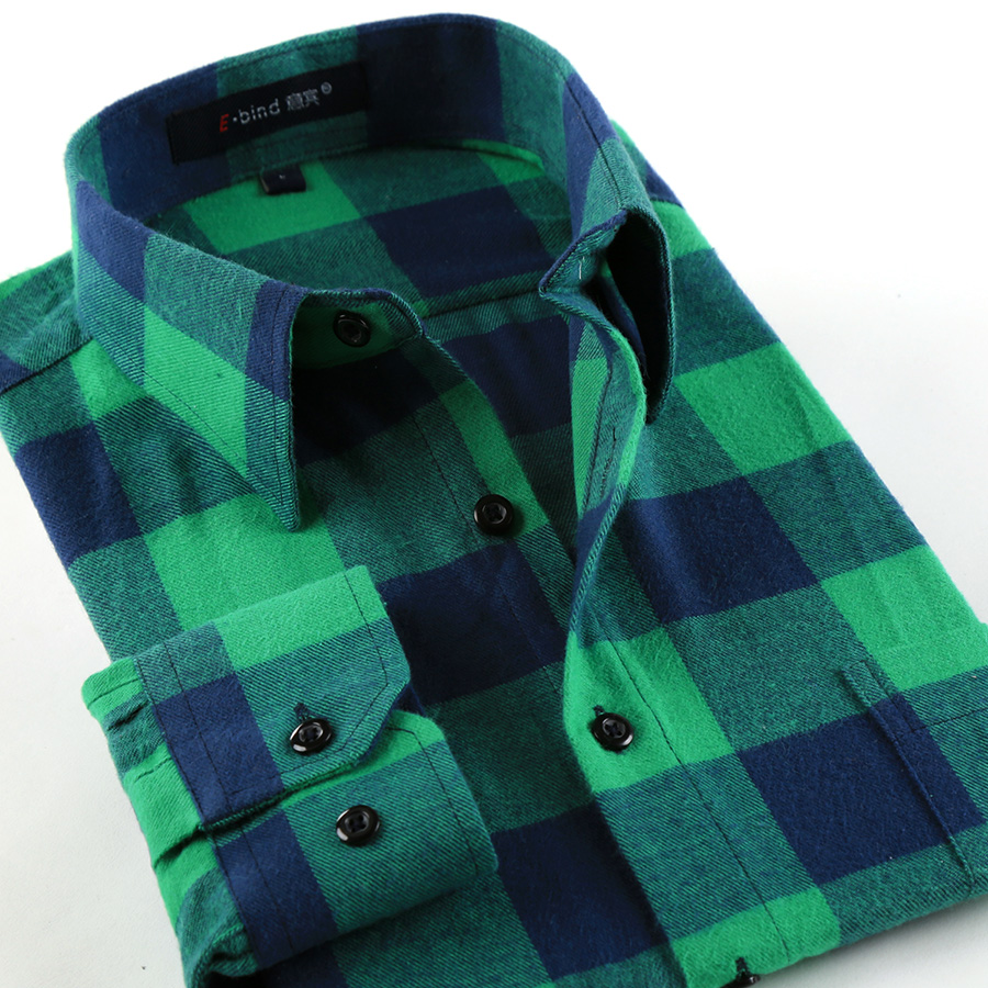 2016 Fashion Men Long Sleeve font b Plaid b font Casual Shirt 100 Cotton Slim fit