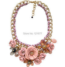 Hot Sale Brand Fashion Crystal Flower Necklaces Pendants Chunky Big Choker Necklace Vintage Collar Statement Jewelry