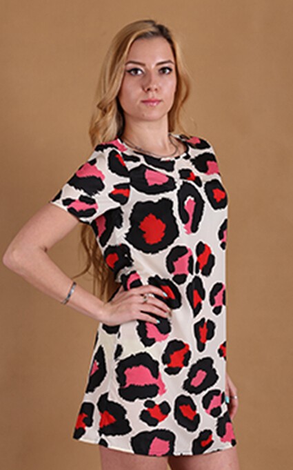 Женское платье Unbrand 2015 womens short sleeve Leopard Dress