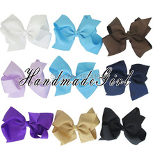 6 Solid Big Boutique Hair Bows Toddler Hairbows Girls Hair Accessories Hairpins With Ribbons For Baby