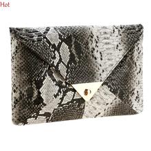Hot 2016 Bags Brand New Womens Leather Bag Snake Skin Envelope Bag Day Clutches Purse Evening Bag Vintage Wallet Wholesale 12592