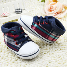 Cute Toddler Baby Boy Plaid Lace Up Soft Sole Shoes Infant Prewalker First Walkers Hot Selling
