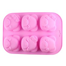 Kitchen Creative Accessories DIY Cupcake Bake 6 Hole Lovely Bear 3D Soap Silicone Pudding Bakery Biscuit Baking Mold CT256