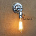 American Vintage Wall Lamps single head Bedside Lamp Industrial Minimalist home Wall Lights chrome pull switch