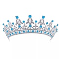Luxury Princess Royal Rhinestone Crystal Crown Wedding Bridal Tiaras Headdress Blue Crystals Silver Plating