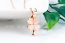 ROXI 2014 New Fashion Jewelry Rose Gold Plated Statement Flower Clover Opal Necklace For Women Party