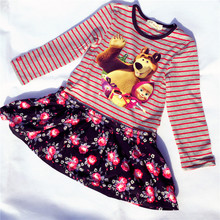 2016 new summer girls dress,Girls cute Princess dress,Girls Masha and Bear dress, 0-4 years Free shipping!