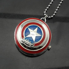 2014 New Qualit America Superheroes Steampunk Quartz Watch Bolsos Vintage Reloj Captain Star Bronze Retro Necklace