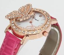 Butterfly Crystal Decor Flower Dial 4 Color Women Ladies Dress Fashion Watch Watches