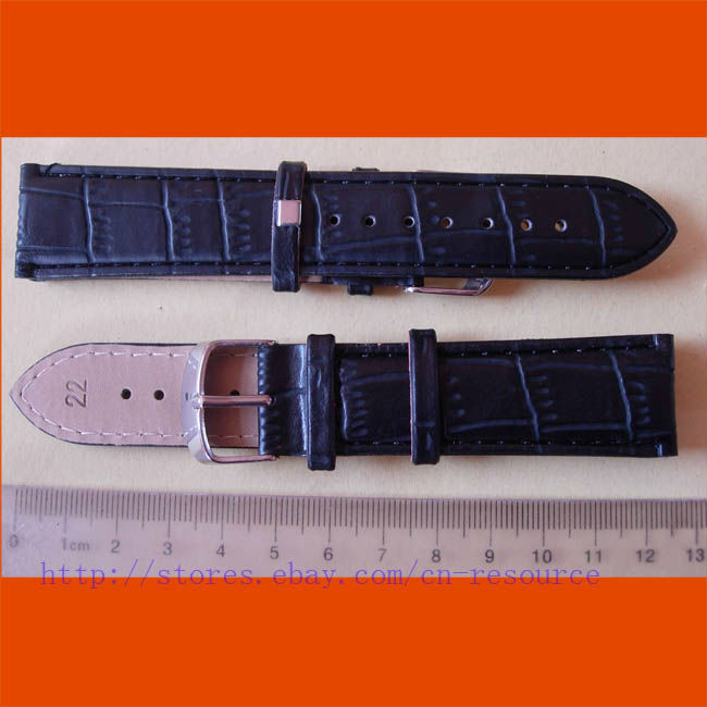 1 x 22 mm GENUINE COW LEATHER watch band black 02