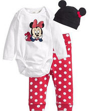 New Baby Boys Girls Clothing Set(Rompers+Pants+Hat) Infant Newborn Baby Clothes Suit Cartoon Jumpsuits