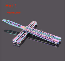 New titanium coating 440 Stainless Steel tool knife butterfly training knife camouflage color knife trainer free shipping