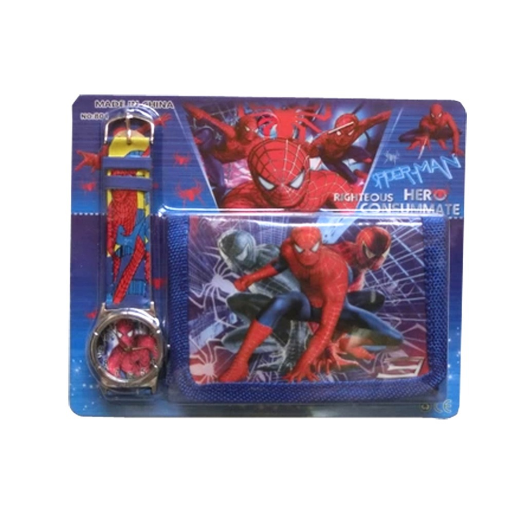 Cartoon Watches Spider Man Series Quartz Watch With Purse Lovely Red Great Gift For Kids children
